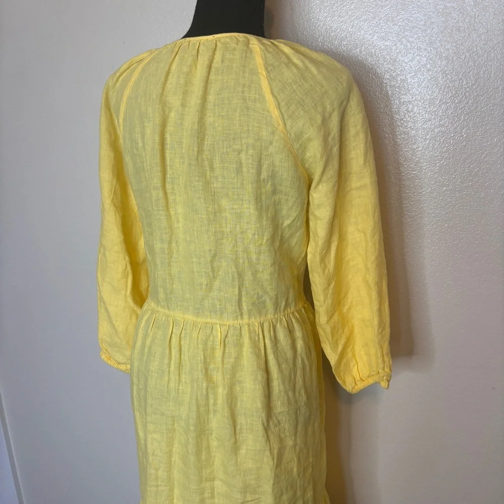 J. Crew 100% Linen Tiered Butter Yellow Dress Size Small XSmall - Picture 8 of 14